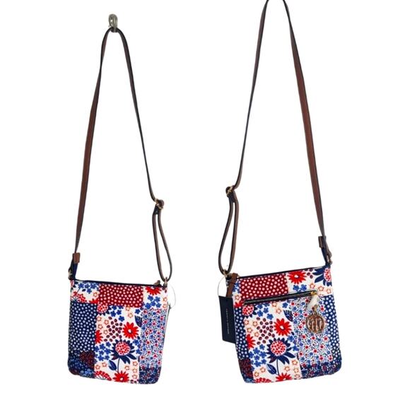 NWT Tommy Hiflinger Cottage Floral Crossbody Athleisure Bag With Charm - Picture 1 of 13